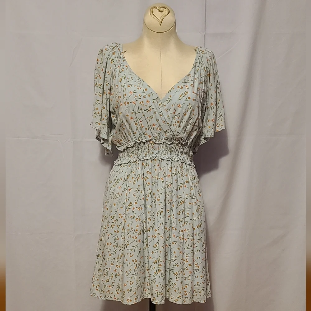 Altar'd State Light Sage Floral Smocked-Waist Dress - Picture 10 of 10